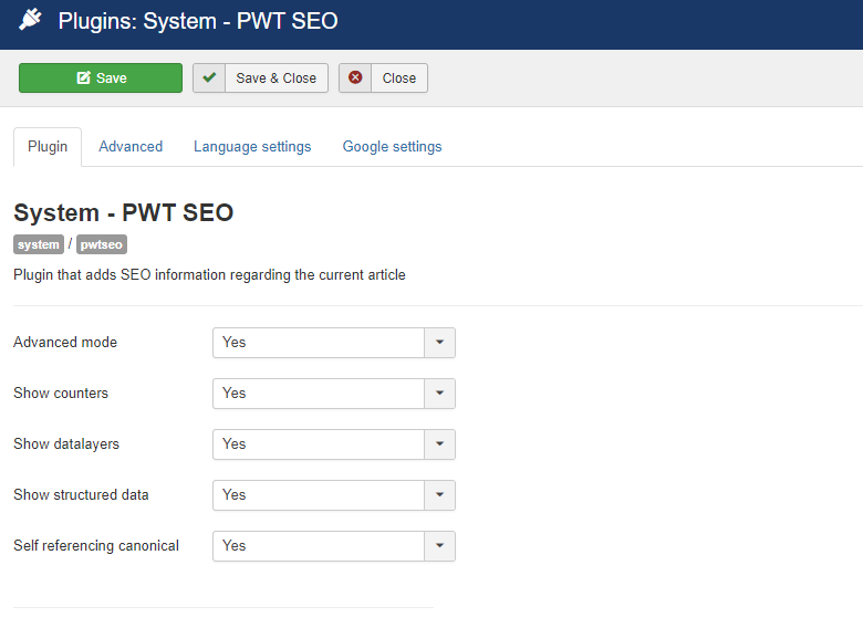 plugin settings pwt seo4